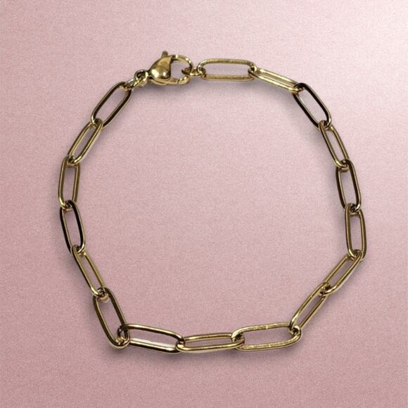 Gold‎ Paperclip 16 inch Necklace and Bracelet Set - Picture 3 of 9
